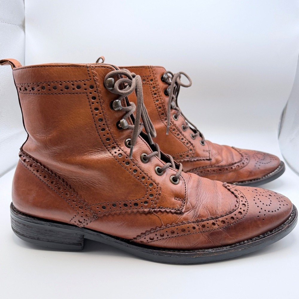 Johnston Murphy J&M 1850 Mens 8.5 Brown Leather Wingtip Brogue Ankle Boots